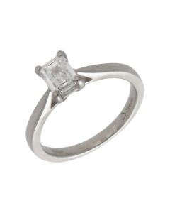 Pre-Owned Platinum 0.70ct Emerald Cut Diamond Solitaire Ring