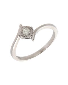Pre-Owned 9ct White Gold 0.10ct Diamond Solitaire Twist Ring