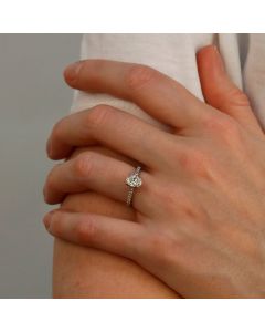 Pre-Owned Platinum Oval Diamond Solitaire & Shoulders Ring