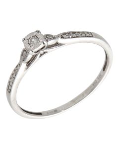 Pre-Owned 9ct White Gold Illusion Set Diamond Solitaire Ring