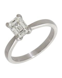 Pre-Owned Platinum 1.20ct Emerald Cut Diamond Solitaire Ring