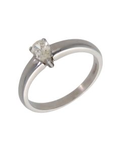 Pre-Owned 9ct White Gold 0.31ct Pear Cut Diamond Solitaire Ring