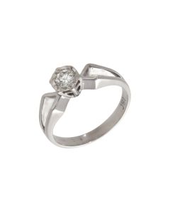 Pre-Owned 18ct White Gold Open Shoulders Diamond Solitaire Ring