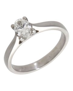 Pre-Owned Platinum 0.58ct Oval Diamond Solitaire Ring