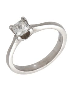 Pre-Owned 18ct Gold 0.51ct Princess Cut Diamond Solitaire Ring