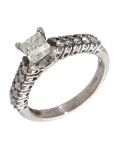 Pre-Owned 14ct White Gold Princess Cut Diamond Solitaire Ring