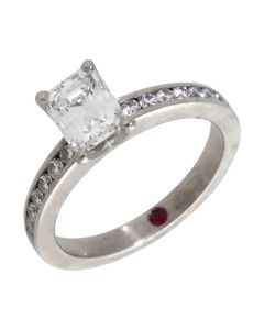 Pre-Owned 18ct White Gold Emerald Cut Diamond Solitaire Ring