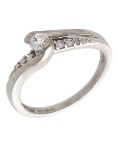 Pre-Owned 9ct White Gold 0.25ct Diamond Solitaire Twist Ring