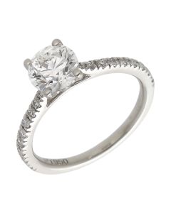 Pre-Owned Platinum GIA Diamond Solitaire & Shoulders Ring