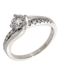 Pre-Owned 18ct White Gold 0.50ct Diamond Solitaire Twist Ring