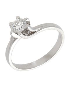 Pre-Owned 18ct White Gold 0.47ct Diamond Solitaire Twist Ring
