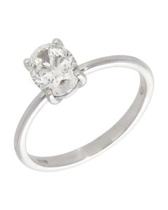 Pre-Owned 18ct White Gold 1.00ct Oval Diamond Solitaire Ring