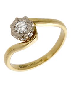 Pre-Owned 18ct Yellow Gold 0.15ct Diamond Solitaire Twist Ring