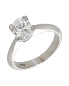 Pre-Owned Platinum 0.92ct Oval Diamond Solitaire Ring