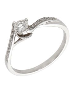 Pre-Owned 18ct White Gold Diamond Solitaire Twist Ring