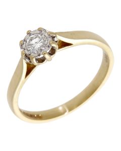 Pre-Owned 9ct Yellow Gold Illusion Set Diamond Solitaire Ring