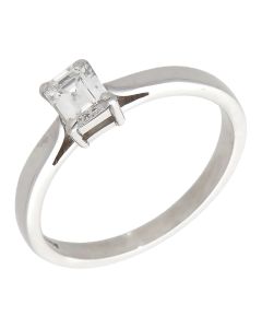 Pre-Owned Platinum 0.33ct Emerald Cut Diamond Solitaire Ring