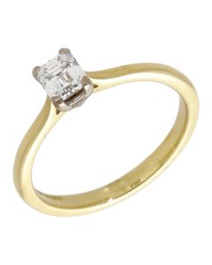 Pre-Owned 18ct Gold 0.67ct Emerald Cut Diamond Solitaire Ring