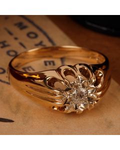 Pre-Owned Vintage 1980 9ct Gold Diamond Solitaire Signet Ring