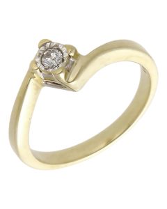 Pre-Owned 9ct Yellow Gold 0.05ct Diamond Solitaire Twist Ring