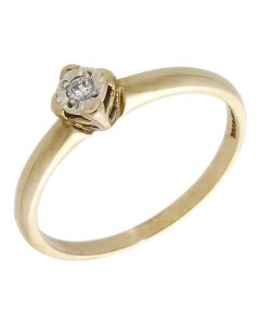Pre-Owned 9ct Yellow Gold Illusion Set Diamond Solitaire Ring