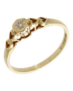 Pre-Owned 9ct Yellow Gold Illusion Set Diamond Solitaire Ring