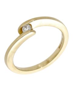 Pre-Owned 9ct Yellow Gold Diamond Solitaire Cross Over Ring
