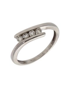 Pre-Owned 9ct White Gold 0.15ct Diamond Crossover Twist Ring