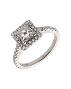 Pre-Owned Platinum 1.25ct Princess Cut Diamond Halo Ring