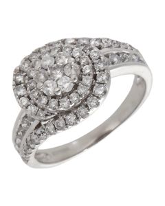 Pre-Owned 14ct White Gold Diamond Cluster Twist Ring