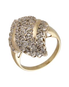 Pre-Owned 9ct Yellow Gold 0.33ct Diamond Cluster Wave Ring