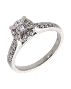 Pre-Owned Platinum 0.40ct Diamond Halo Cluster Ring