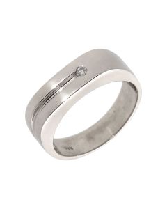 Pre-Owned 9ct White Gold Diamond Set Signet Style Band Ring