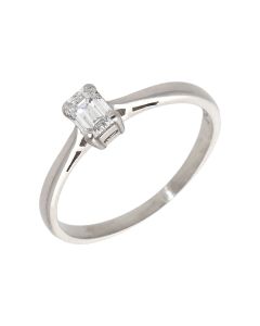Pre-Owned 18ct Gold 0.33ct Baguette Cut Diamond Solitaire Ring
