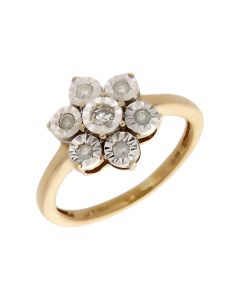 Pre-Owned 9ct Gold 0.15ct Illusion Set Diamond Cluster Ring