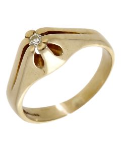 Pre-Owned 9ct Yellow Gold Diamond Solitaire Set Signet Ring