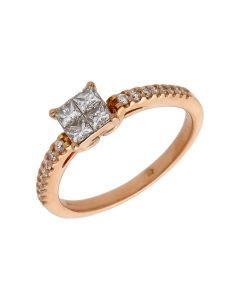 Pre-Owned 18ct Rose Gold 0.64ct Diamond Cluster Ring