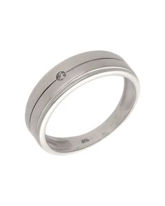 Pre-Owned 9ct White Gold Diamond Set Signet Style Band Ring