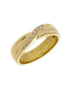 Pre-Owned 18ct Yellow Gold Diamond Set Crossover Wave Band Ring