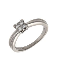 Pre-Owned 9ct Gold 0.33ct Princess Cut Diamond 4 Stone Ring
