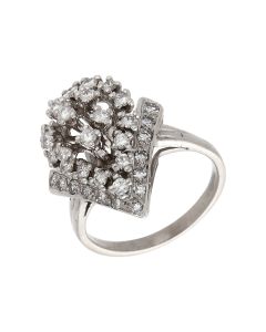 Pre-Owned 14ct White Gold Diamond Teardrop Cluster Ring