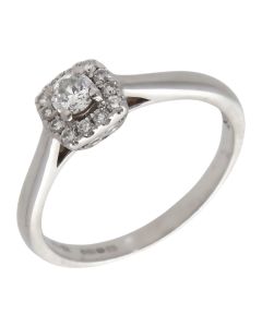 Pre-Owned 18ct White Gold 0.25ct Diamond Halo Cluster Ring