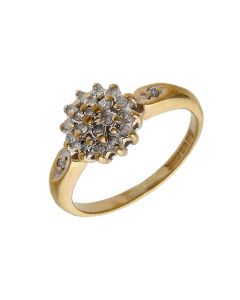 Pre-Owned 9ct Yellow Gold Diamond Cluster Ring