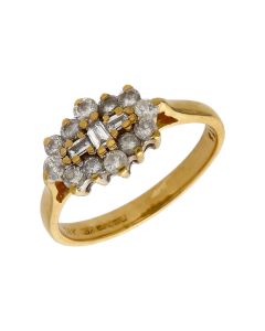 Pre-Owned 18ct Yellow Gold 0.75ct Diamond Boat Cluster Ring