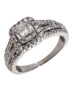 Pre-Owned 18ct White Gold Mixed Cut 1.00ct Diamond Cluster Ring