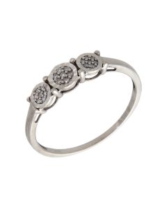 Pre-Owned 9ct White Gold Diamond Cluster Trilogy Ring