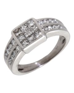 Pre-Owned 18ct White Gold 0.75ct Mixed Cut Diamond Dress Ring