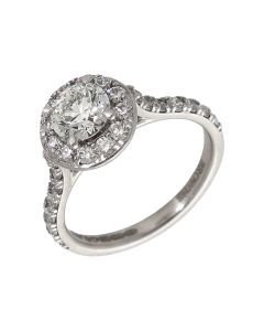 Pre-Owned Platinum & 18ct Gold 1.23ct Diamond Halo Ring