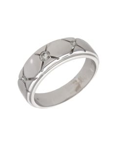Pre-Owned 9ct White Gold 0.25ct Diamond Set Cross Band Ring