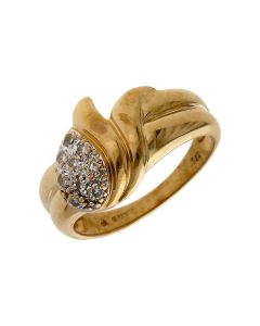 Pre-Owned 9ct Yellow Gold Diamond Set Wave Dress Ring